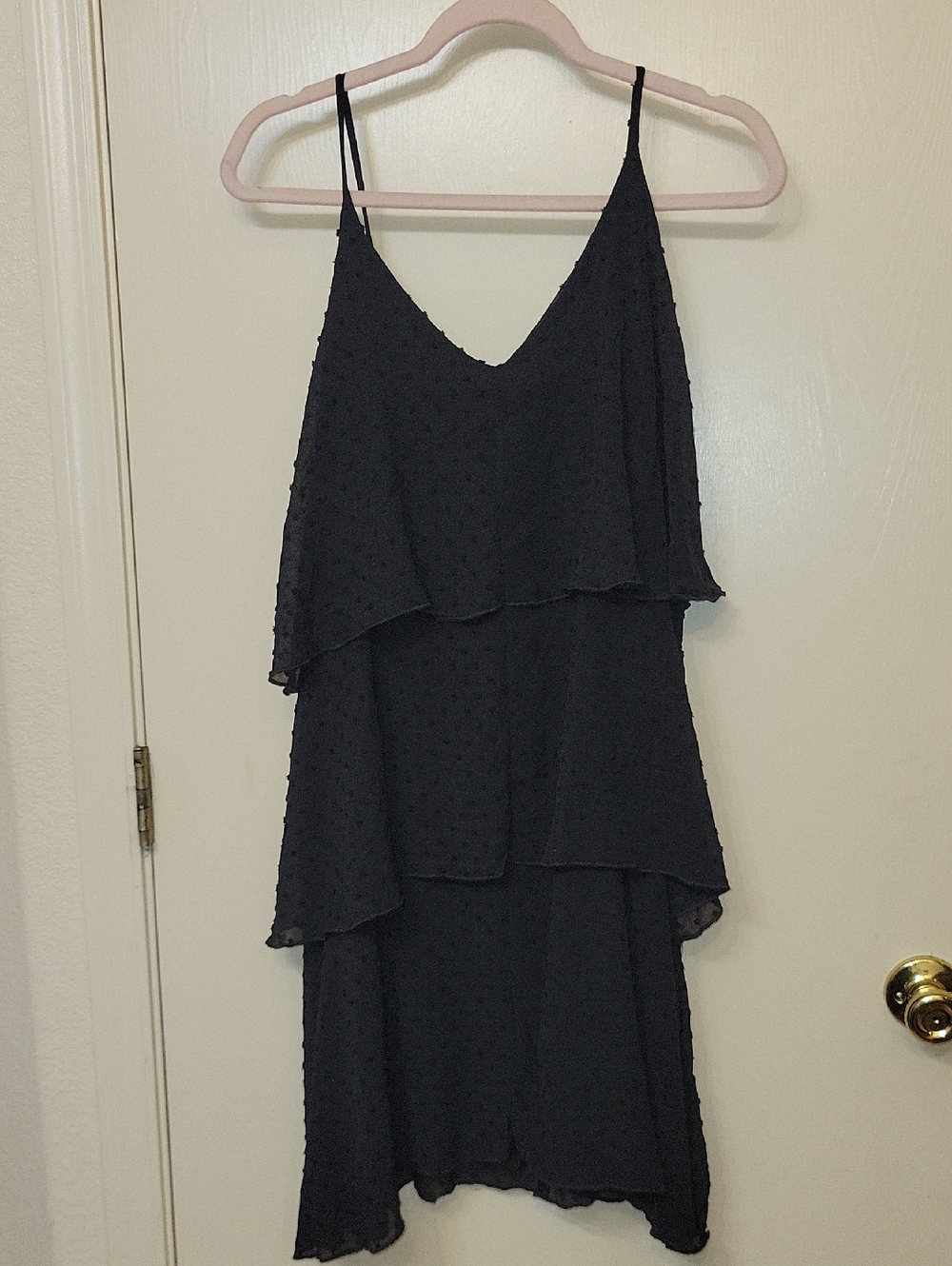 Layered Black Spaghetti-Strap Mini Dress
